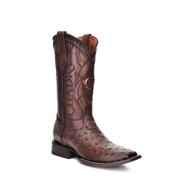 Cuadra Men's Square Toe Ostrich Everest Chocolate Cowboy Boot