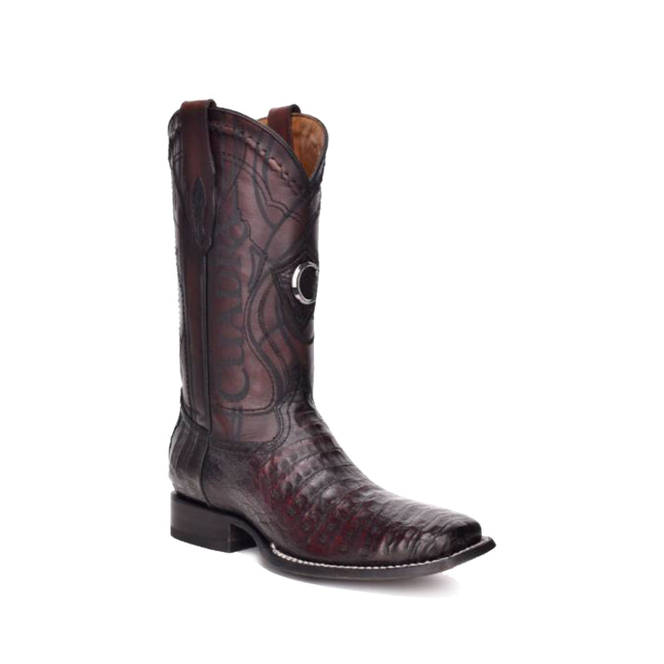 Cuadra Black Cherry Caiman Belly Wide Square Toe Cowboy Boot