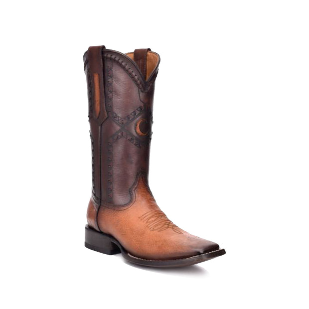 Cuadra Men's Square Toe Ostrich Belly Flame Miel Cowboy Boot