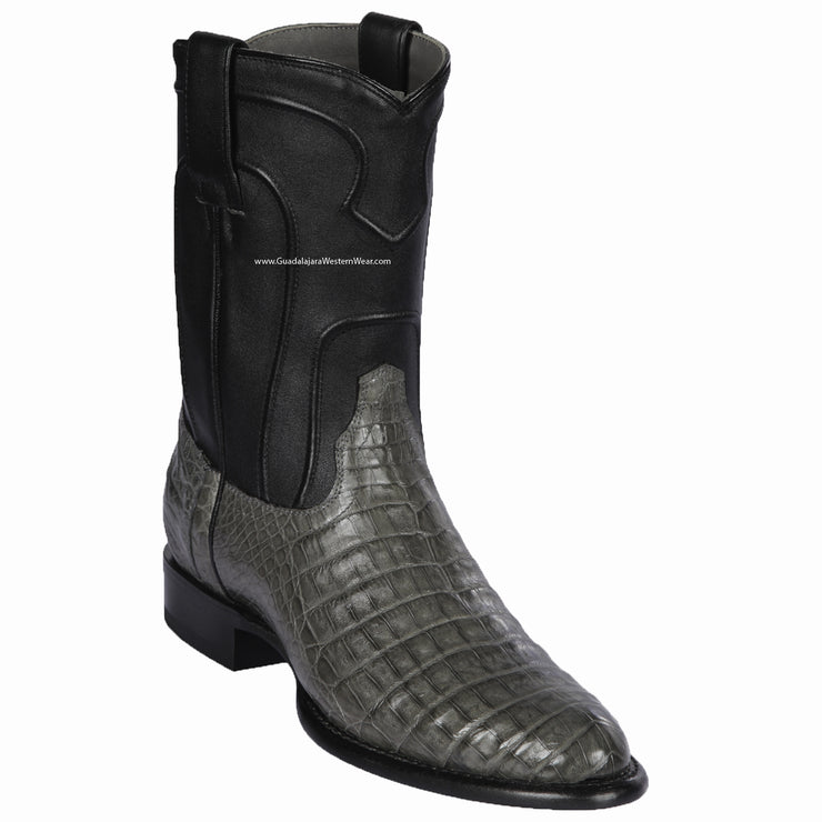 Los Altos Gray Caiman Belly Roper Cowboy Boots