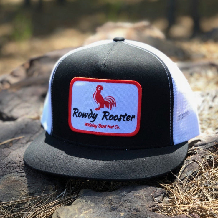 Rowdy Rooster Black/White Trucker- Whiskey Bent Hat Co.