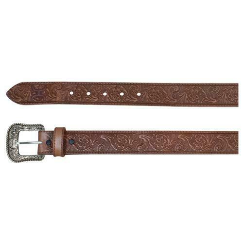 Hooey Western Tooled Floral Leather Belt