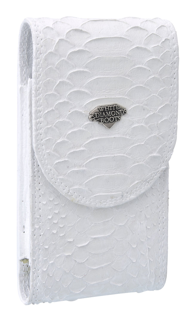 White Diamond Funda Python Leather Cell Phone Case - Blanco