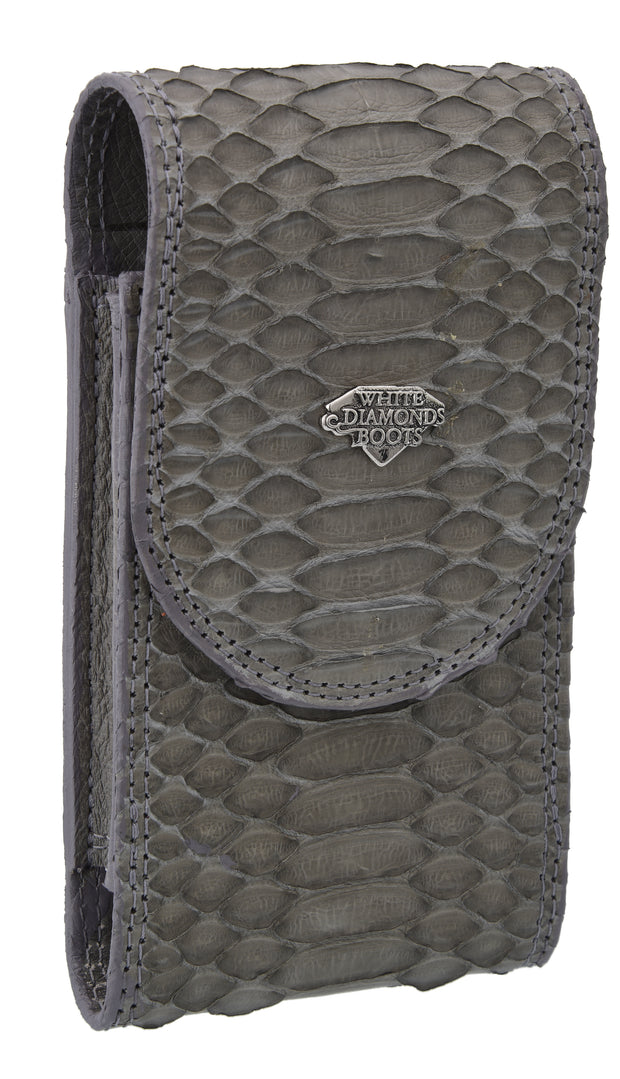 White Diamond Funda Python Leather Cell Phone Case - Gris