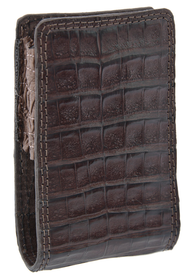 White Diamond Funda Cocodrilo Leather Cell Phone Case - Brown