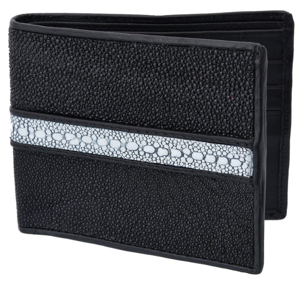 White Diamond Mantarraya Leather Wallet - Negra