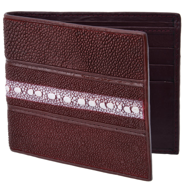 White Diamond Mantarraya Leather Wallet - Vino