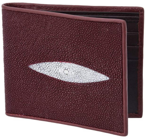 White Diamond Mantarraya Leather Wallet - Vino