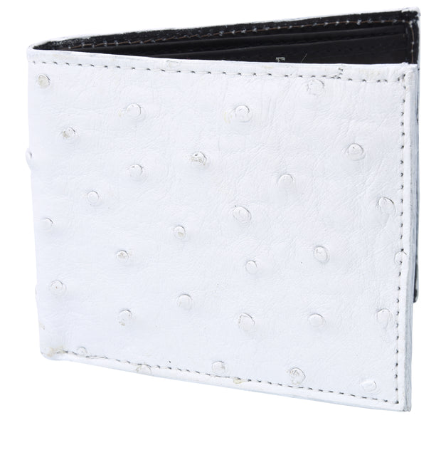 White Diamond Avestruz Leather Wallet - Blanco