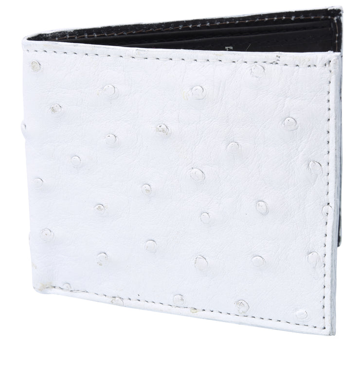 White Diamond Avestruz Leather Wallet - Blanco