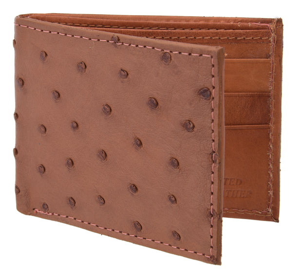 White Diamond Avestruz Leather Wallet - Cafe