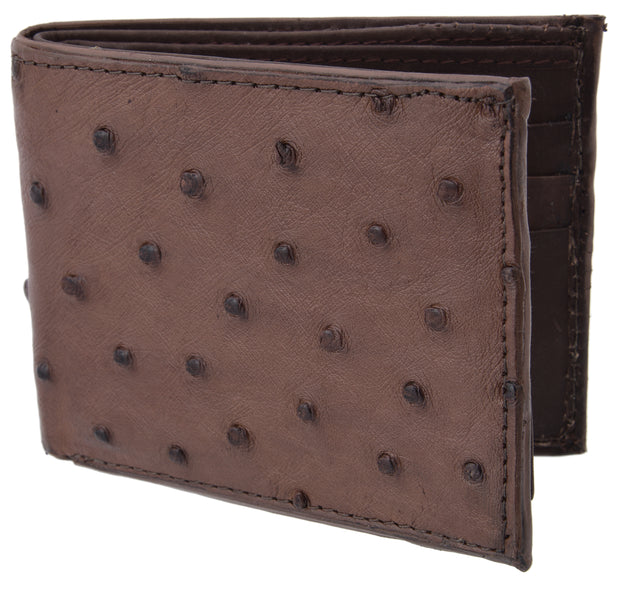 White Diamond Avestruz Leather Wallet - Cafe