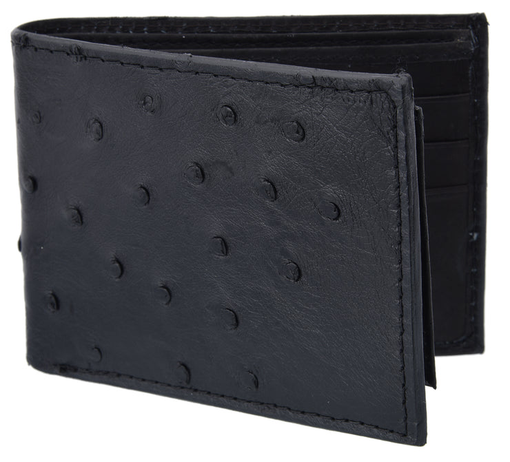 White Diamond Avestruz Leather Wallet - Negro
