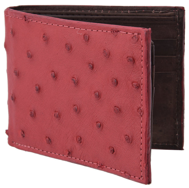 White Diamond Avestruz Leather Wallet - Rojo