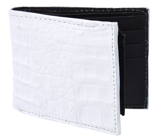 White Diamond Cocodrilo Leather Wallet - Blanco