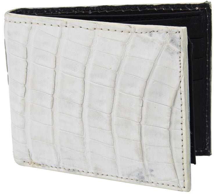 White Diamond Cocodrilo Leather Wallet - Hueso