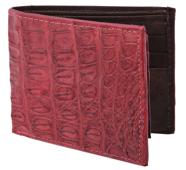 White Diamond Cocodrilo Leather Wallet - Rojo