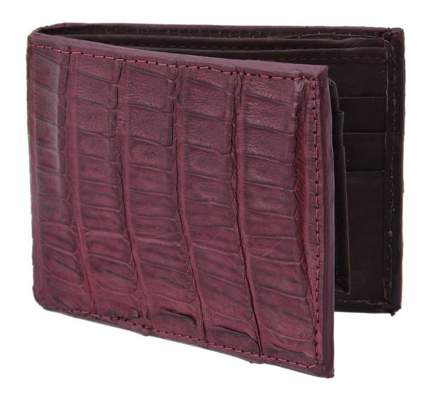 White Diamond Cocodrilo Leather Wallet - Vino