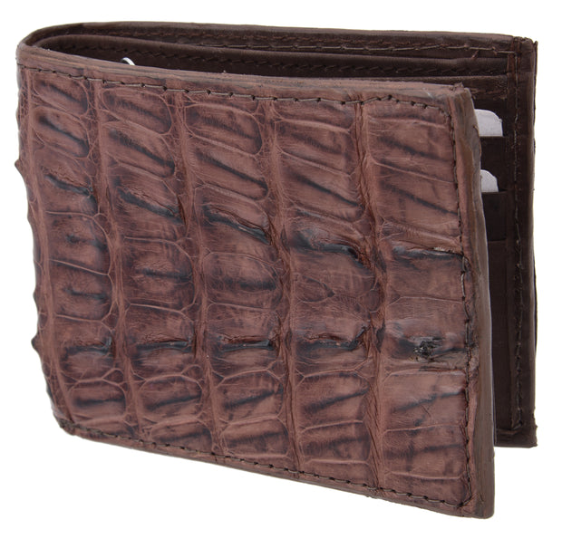 White Diamond Cocodrilo Leather Wallet - Cafe