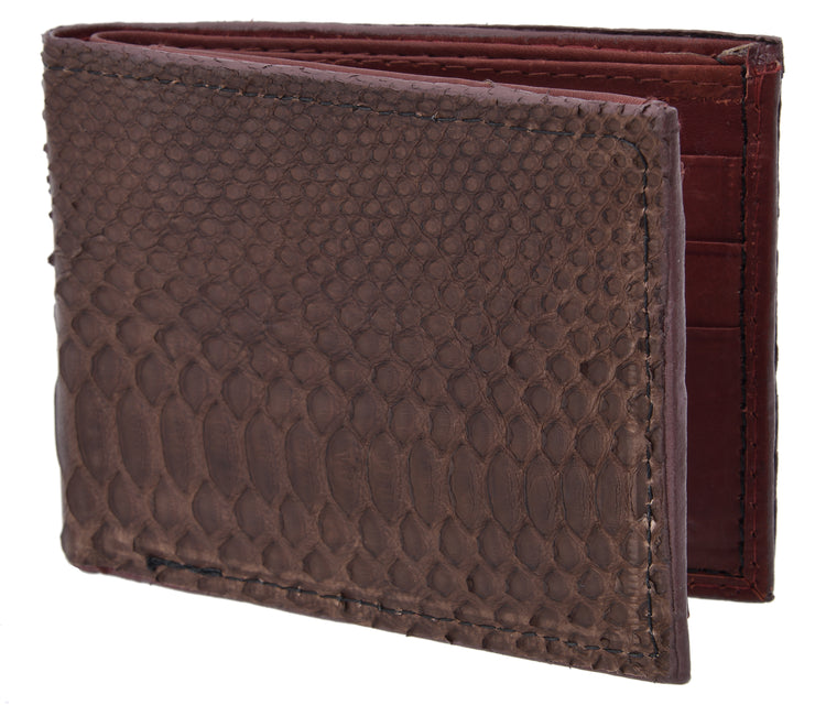 White Diamond Python Leather Wallet - Cafe