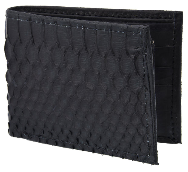 White Diamond Python Leather Wallet - Negro