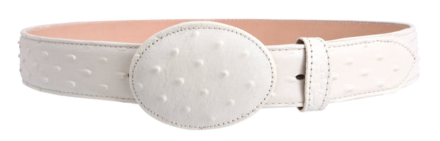 White Diamond Avestruz Imitation Leather Belt -  Hueso