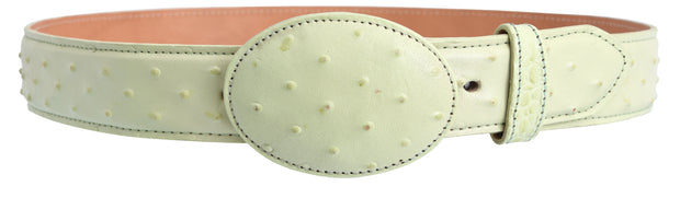 White Diamond Avestruz Imitation Leather Belt -  Pistacho