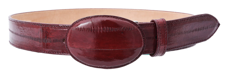 White Diamond Anguila Leather Belt - Vino