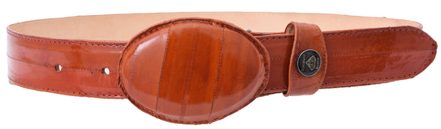 White Diamond Anguila Leather Belt - Cognac