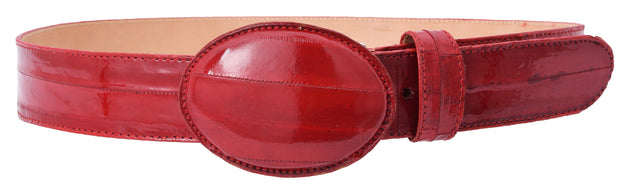 White Diamond Anguila Leather Belt - Vino