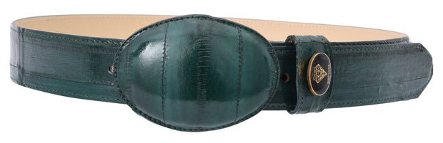 White Diamond Anguila Leather Belt - Verde