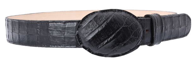 White Diamond Caiman Belly Imitation Leather Belt - Negro