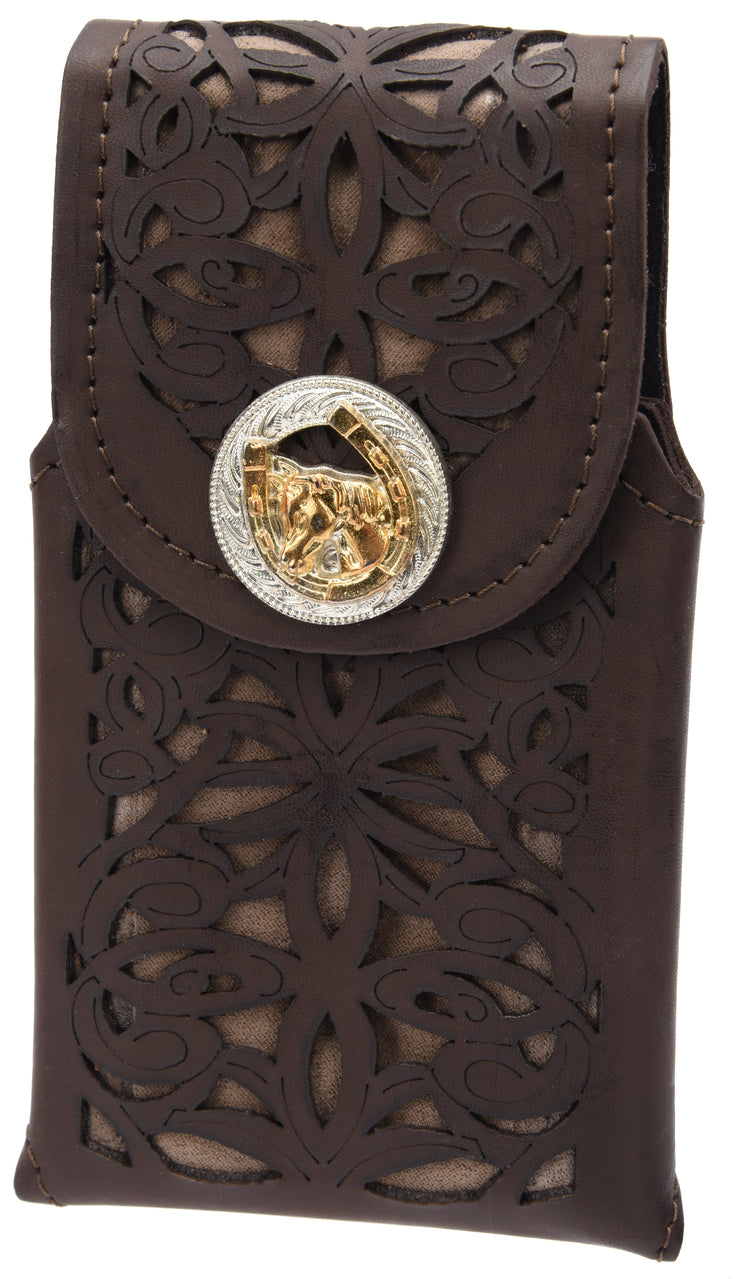 \White Diamond Navajeada Leather Cell Phone Case - Cafe