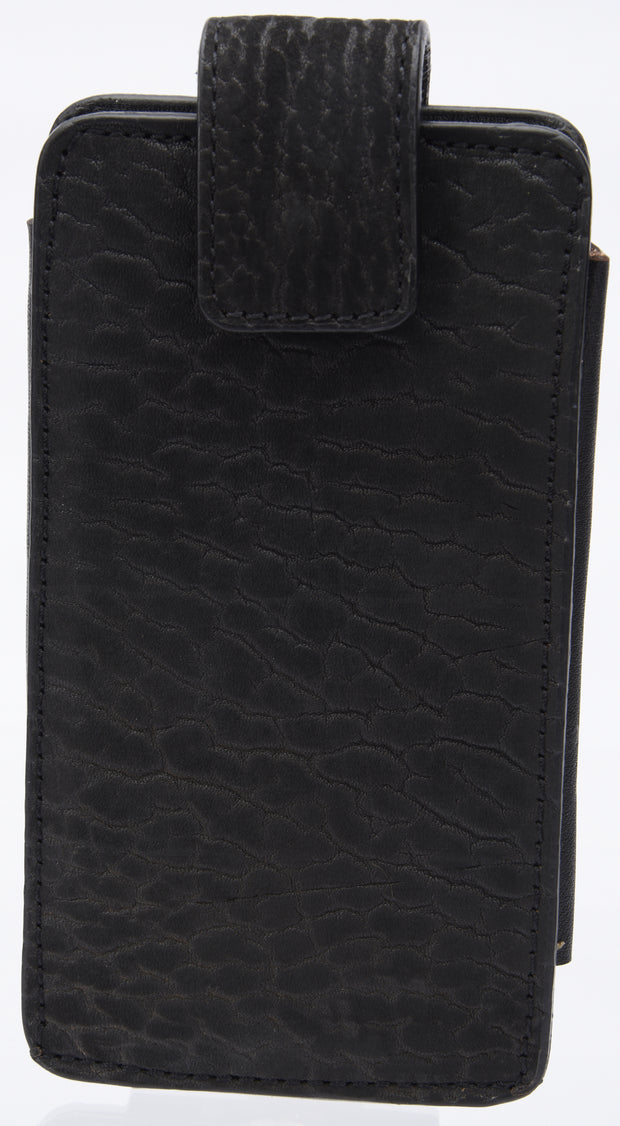 White Diamond Bull Shoulder Leather Cell Phone Case - Negro